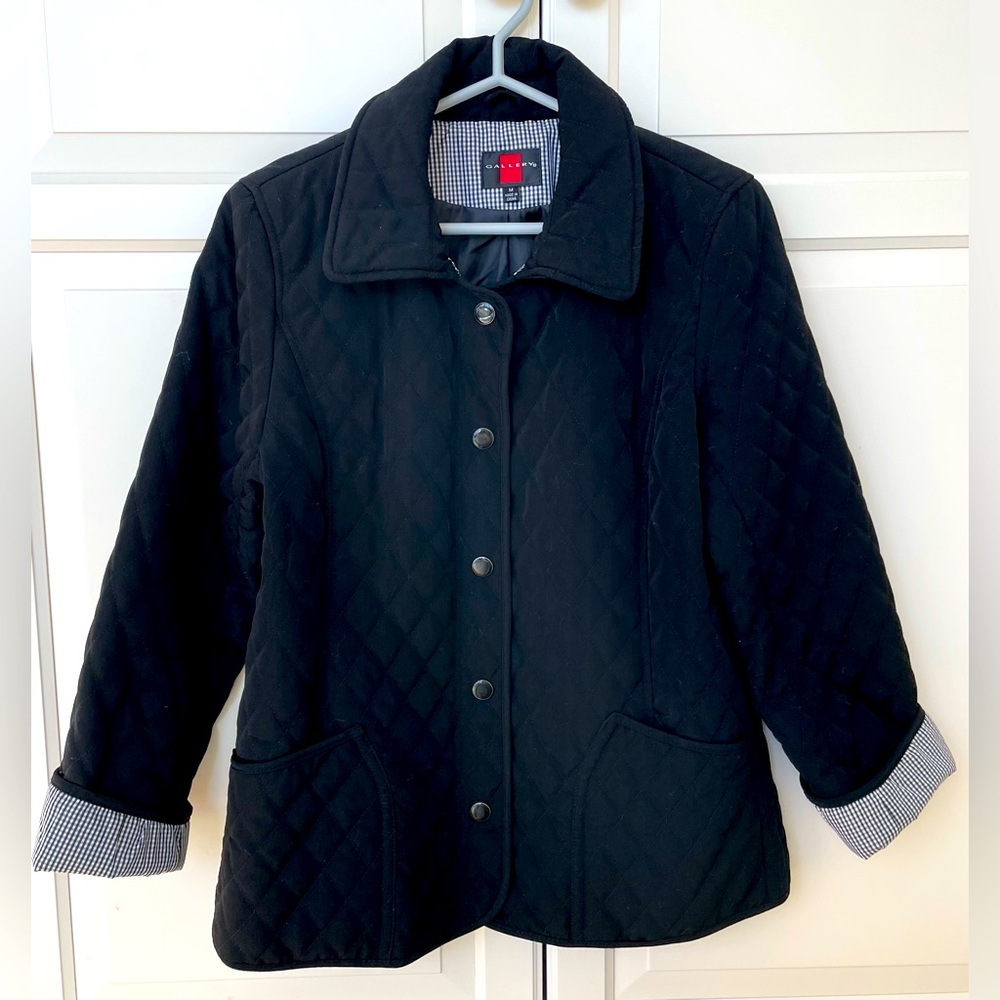 Quilted Jacket with Gingham Trim